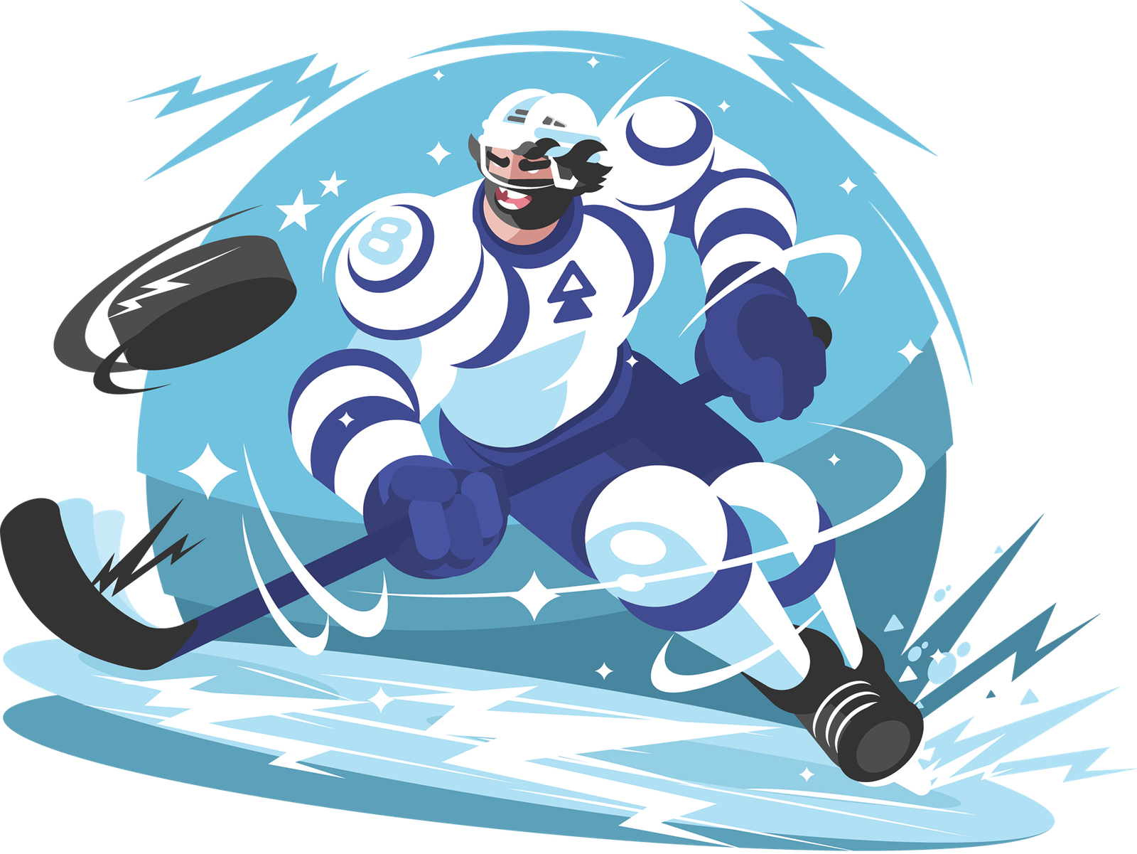 Cartoon illustration of hockey player